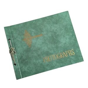 VTG 1940s Springfield Photo Mount Co. Green Gold Scrapbook Unused 11x14"‎ Album